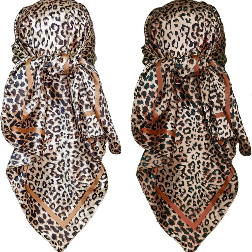 2 Pack 35" Satin Silk Like Hair Scarf Bandana Light Head Wraps Neck Face Scarves